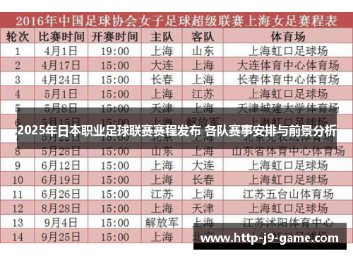 2025年日本职业足球联赛赛程发布 各队赛事安排与前景分析 2025年日本职业足球联赛赛程发布 各队赛事安排与前景分析